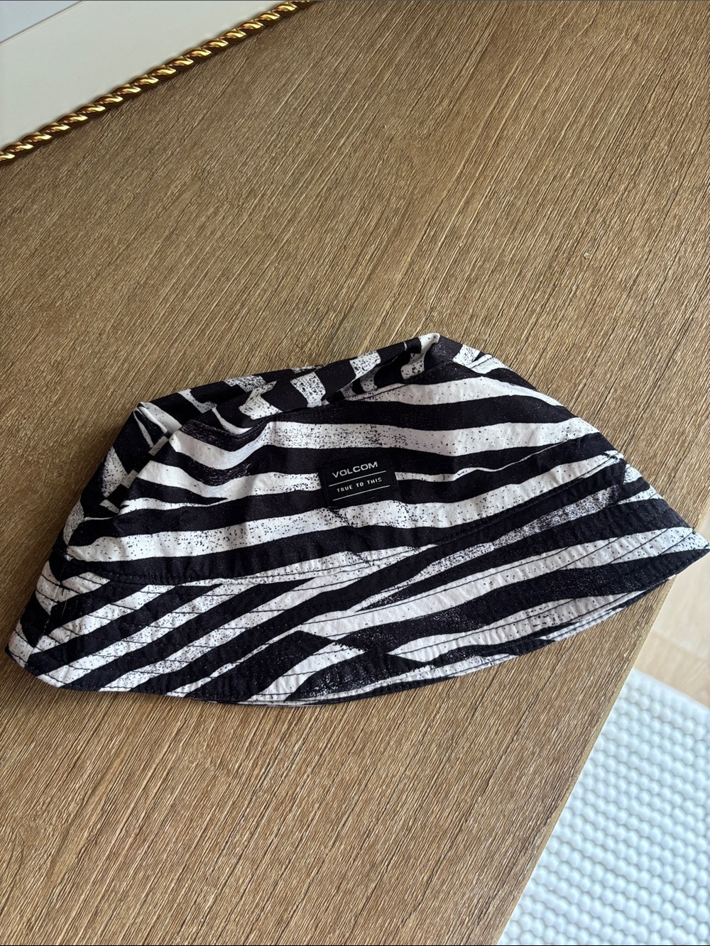Volcom Kids Zebra-Stripe Bucket Hat in Black and White